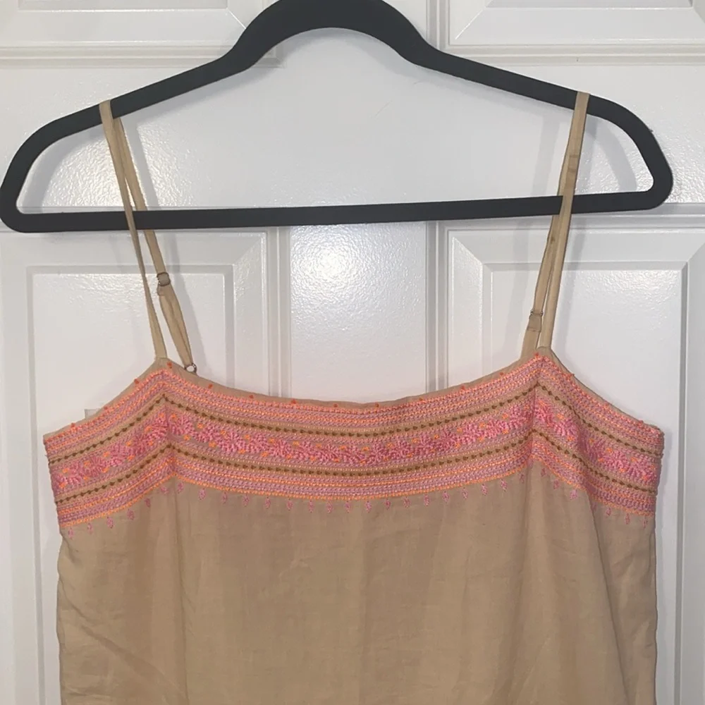 J. Crew Embroidered Siesta Drop Waist Spaghetti Strap Mini Dress in Pink Small